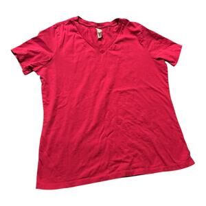 Bella & Canvas Pink V-Neck T-Shirt Women's Size L
